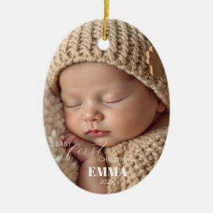 Décoration En Céramique Deux Photos Minimaliste Premier Noël de Bébé