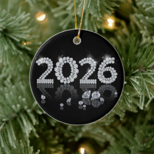 Décoration En Céramique Diamants Brillants Nouvel An 2026 Luxe