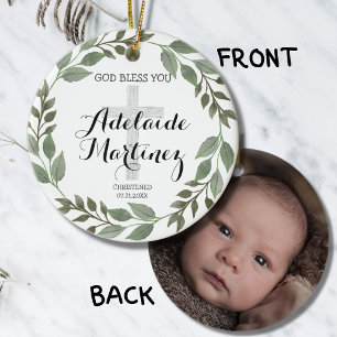 Décoration En Céramique Dieu béni baptême Baptême vert Botanique