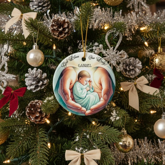 Décoration En Céramique "Dieu bénisse mon bébé" 🎄 👶 (Créateur téléchargé)