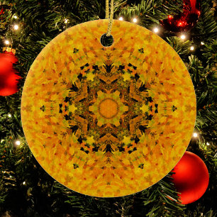 Décoration En Céramique Digital Mandala jaune et noir