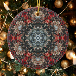 Décoration En Céramique Digital Mandala rouge et blanc