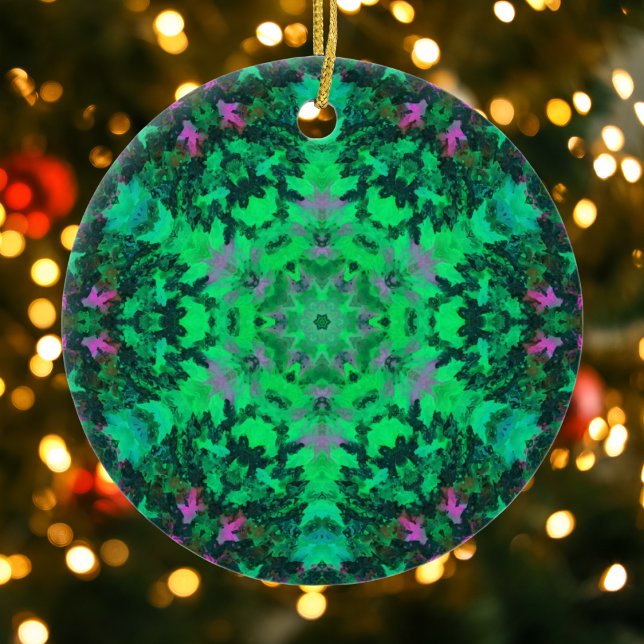 Décoration En Céramique Digital Mandala vert et violet (Créateur téléchargé)