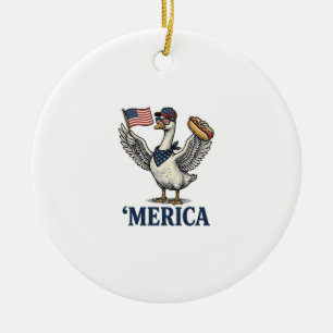 Décoration En Céramique Dinde patriotique 'Merica Hot Dog Vintage Chemise
