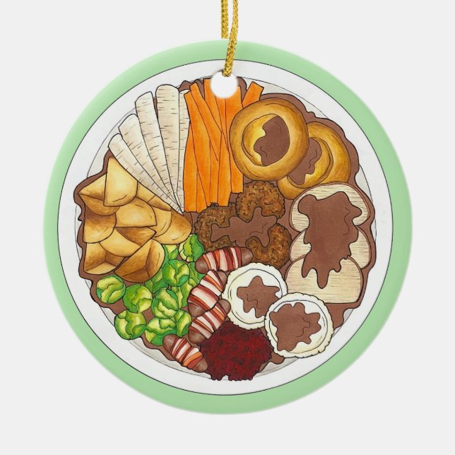 Décoration En Céramique Dîner de Noël UK Festive British Food (Devant)