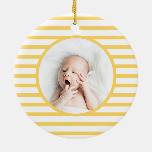 Décoration En Céramique Dino bébé vert | Première bande jaune de Noël (Dos)