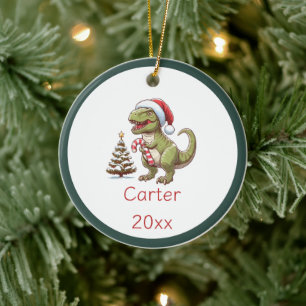 Décoration En Céramique Dinosaure sucre de canne de Noël mignon