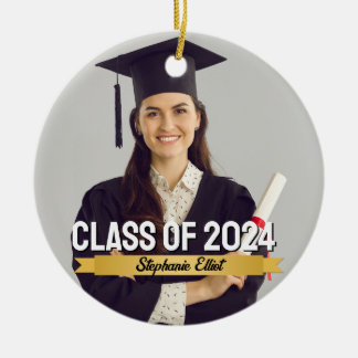 Décoration En Céramique Diplôme Personnalisé Gold Ruban Classe De L'Année