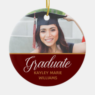 Décoration En Céramique Diplômé principal Photo Red Gold Graduate Keepsaké