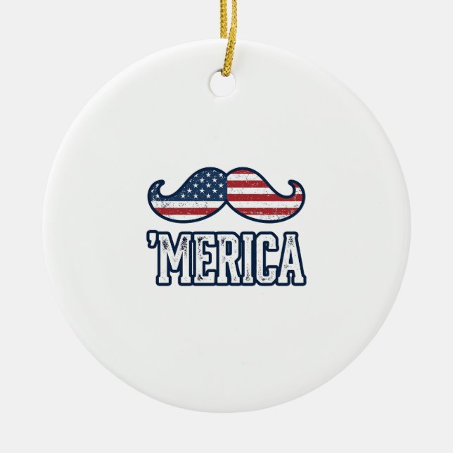 Décoration En Céramique Distressed America Mustache Patriotic Vector Desig (Devant)