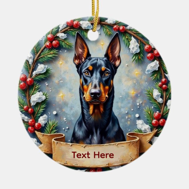 Décoration En Céramique Doberman Christmas Ornament (Devant)