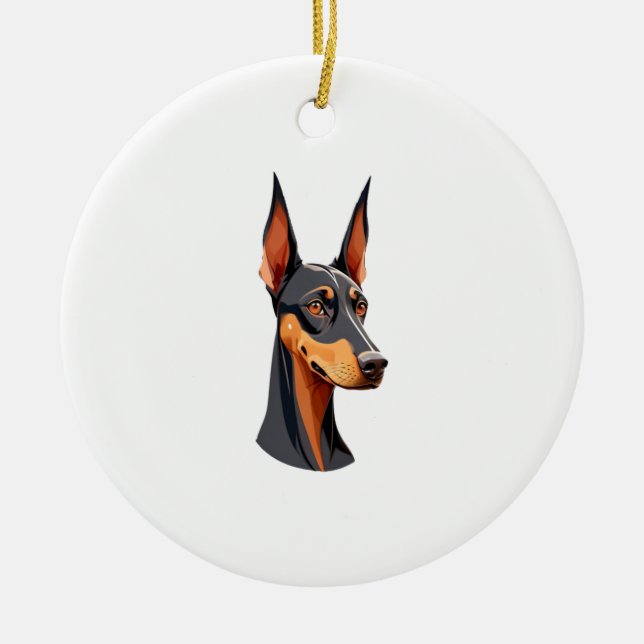 Décoration En Céramique Doberman de l'oreille naturelle (Devant)