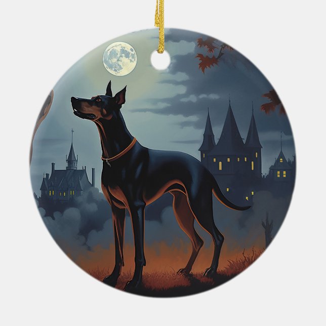 Décoration En Céramique Doberman Halloween Épouvantable (Dos)