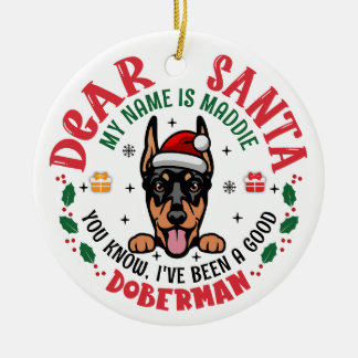 Décoration En Céramique Doberman Pinscher Chien de Noël arbre personnalisé