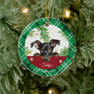 Décoration En Céramique Doberman Pinscher Personnalisé Premier Noël