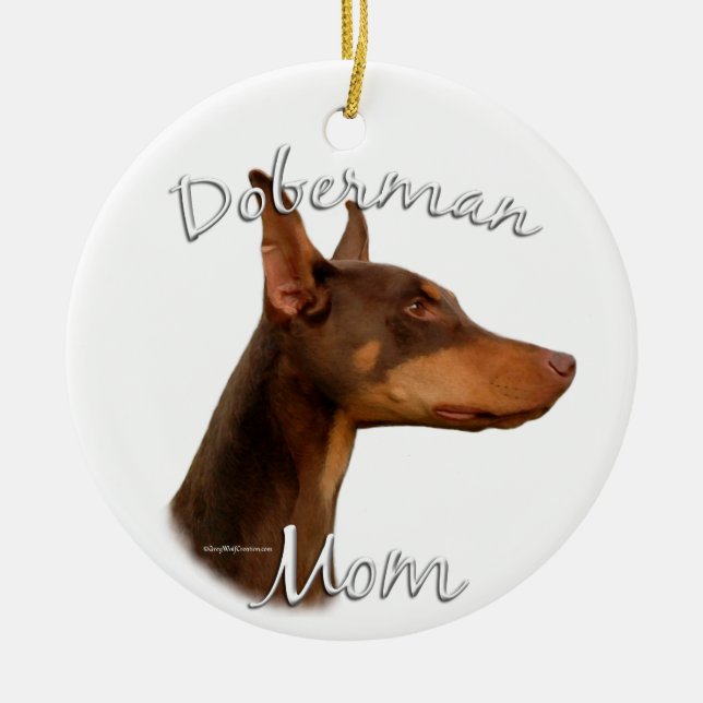 Décoration En Céramique Doberman Pinscher (rouge) Maman 2 (Devant)