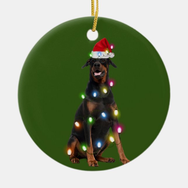 Décoration En Céramique Doberman Pinscher With Christmas Scafts  Sant (Devant)