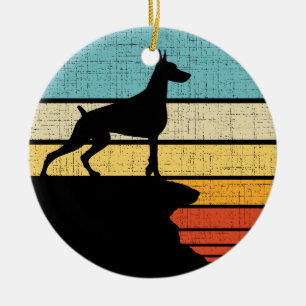 Décoration En Céramique Dobermann Retro Vintage 60s les années 70 Chien Ch
