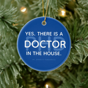 Décoration En Céramique Docteur dans la maison Blue White Name Doctorat