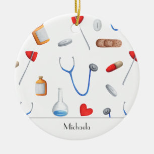 Décoration En Céramique Docteur Infirmière Équipement Médical Photo Noël