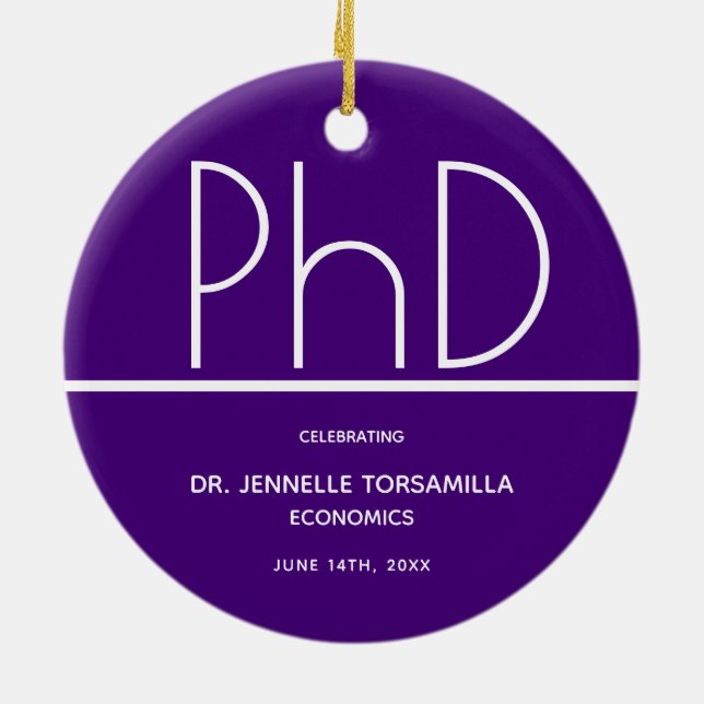 Décoration En Céramique Doctorat Diplôme Purple Keepsaké (Dos)
