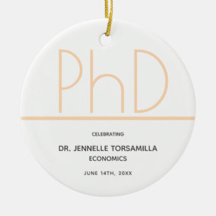 Décoration En Céramique Doctorat White Cream Grey Graduation Party