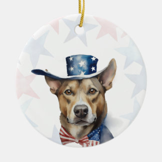 Décoration En Céramique Dog, 4th of july Personalized