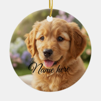 Décoration En Céramique Dog cat pet name photo template simple minimal