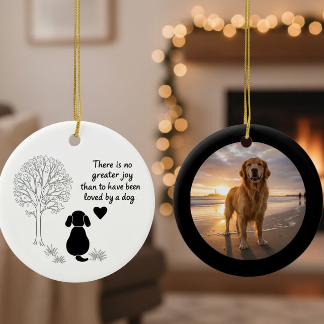 Décoration En Céramique Dog Lover Joy Quote Keepsake Photo Ornament (Dog lover ornament)