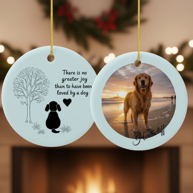 Décoration En Céramique Dog Lover Joy Quote Keepsake Photo Ornament (Photo dog memorial ornament)