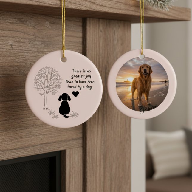 Décoration En Céramique Dog Lover Joy Quote Keepsake Photo Ornament (Dog lover memorial photo ornament)