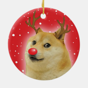 Décoration En Céramique Doge Dogright Doggo Dog Carte rouge de Noël