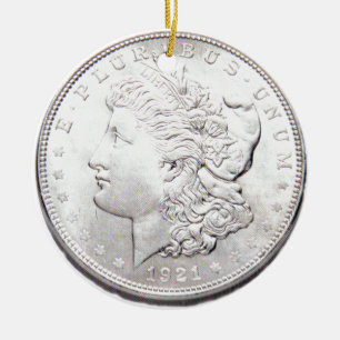 DÉCORATION EN CÉRAMIQUE DOLLAR D'ARGENT MORGAN