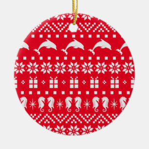 Décoration En Céramique Dolphins et hippocampes moches de Noël