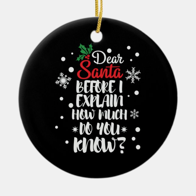 Décoration En Céramique Don de Noël Cher Père Noël avant d'expliquer (Devant)