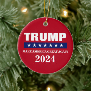 DÉCORATION EN CÉRAMIQUE DONALD TRUMP 2024 CHRISTMAS ORNAMENT