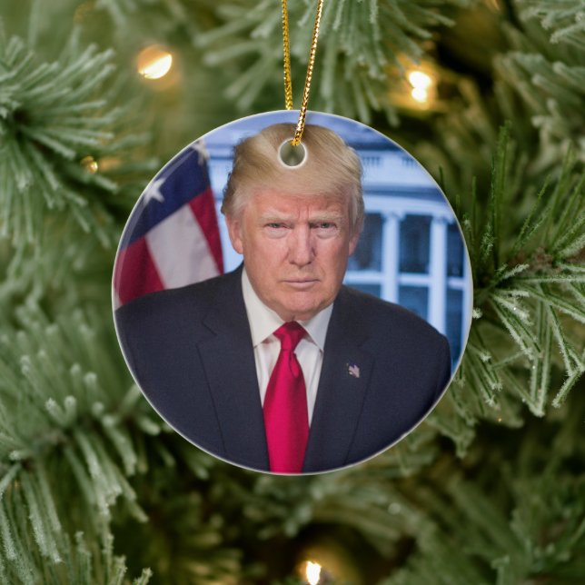 DÉCORATION EN CÉRAMIQUE DONALD TRUMP HANDSOME PORTRAIT NOËL ORNAMENT (Arbre)