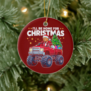 Décoration En Céramique Donald Trump Noël Je serai à la maison pour Noël