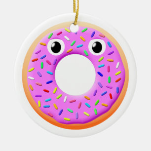 Décoration En Céramique Donut Avec Yeux Et Sprinkings Dessin