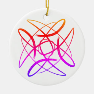 Décoration En Céramique Doodle Carré rose Mandala #16