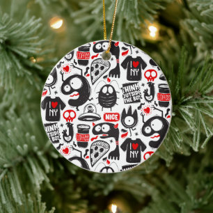 Décoration En Céramique Doodles Whimsical Black et Red Monster