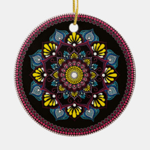 Décoration En Céramique Dot Art coloré Mandala Boho de géométrie sacrée