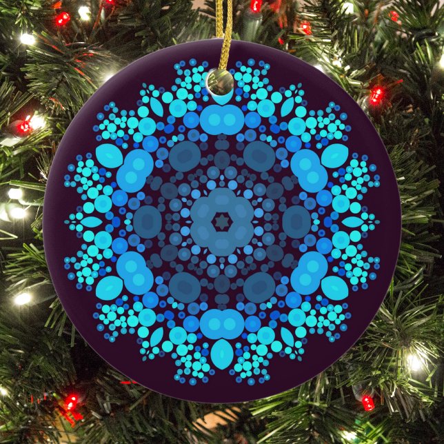 Décoration En Céramique Dot Mandala Flower bleu et violet (Créateur téléchargé)