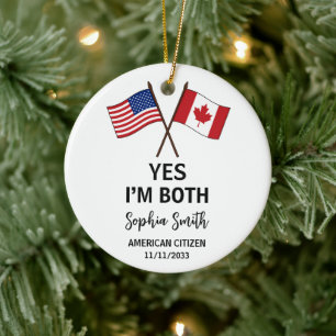 Décoration En Céramique Double citoyenneté USA Canada personnalisé