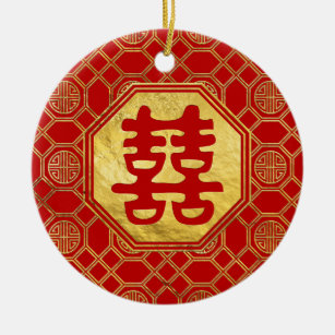Décoration En Céramique Double symbole de Feng Shui de bonheur