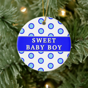 Décoration En Céramique Douce statistiques de naissance à pois bleus pour