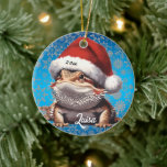 Décoration En Céramique Dragon à seins mignons et chapeau de Santa<br><div class="desc">Ce magnifique design de Noël montre un barbe à sucre portant un casquette Père Noël.</div>