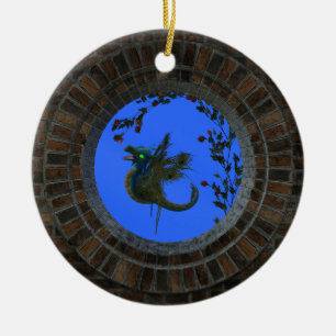 Décoration En Céramique Dragon de fée de paon