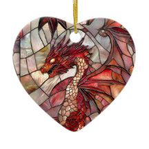 Dragon Rouge Faux Conception de Verre Tiré