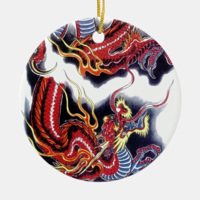 Décoration En Céramique Dragon rouge japonais (Devant)
